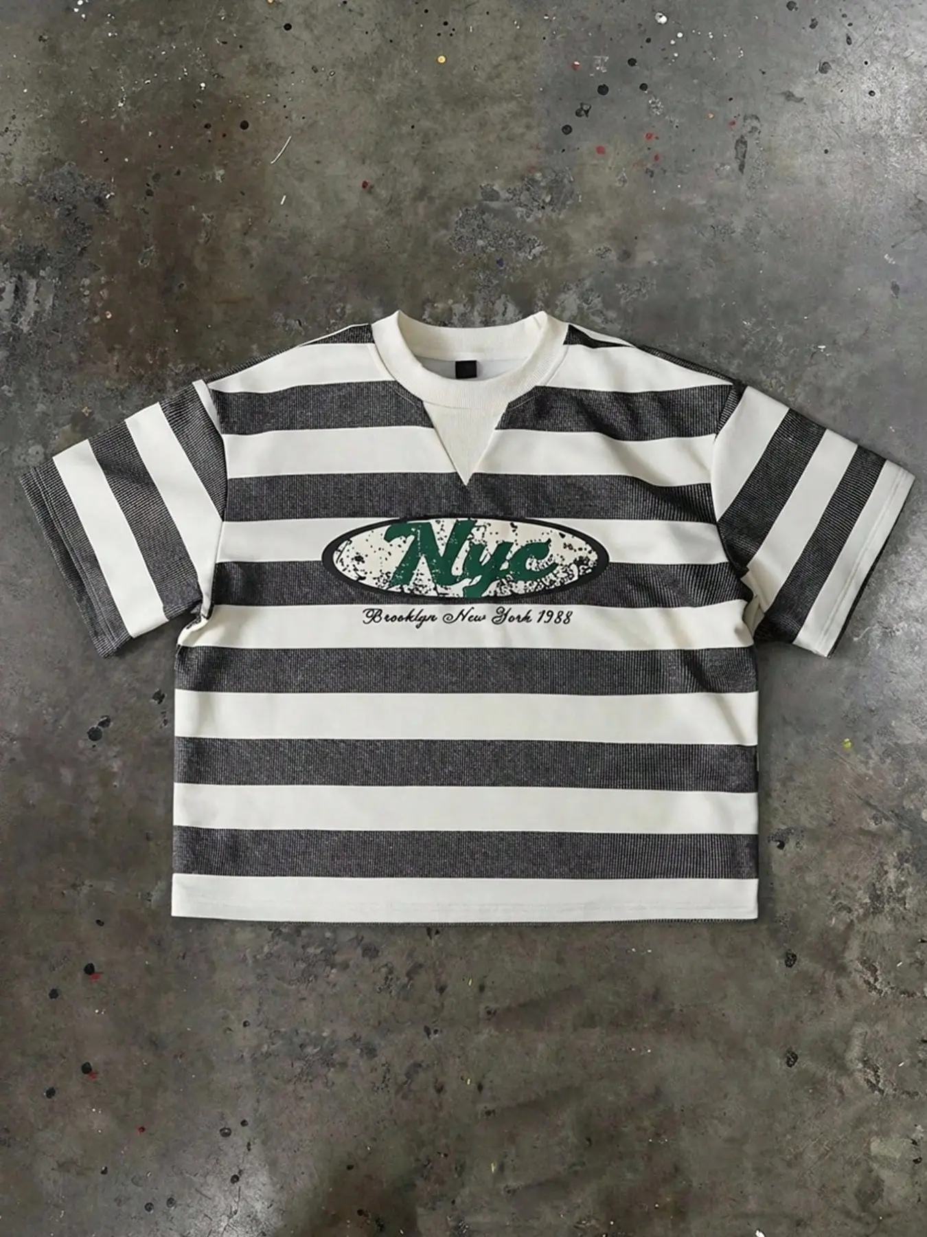 Men's Ultra-Thick Striped Block Nyc Pattern Casual T-Shirt, Vintage Menswear Fashion, Valentine's Day Gift, Spring Summer Streetwear, Party