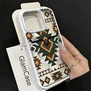 Geometric Tribal Pattern Phone Case， Western Boho Style for iPhone 17 16 15 14 13 12 11 Plus Pro Max， Retro Gift.