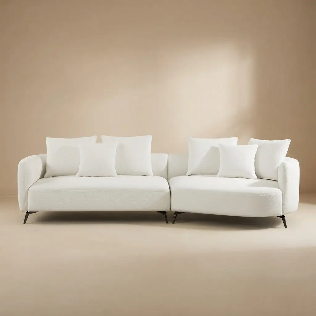 Lusia Ivory Boucle Sectional Sofa Right
