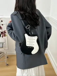 New Creative Guitar Shaped Bag Fashion Versatile Shoulder Crossbody Saddle Bag for Women, Casual Street Style Handbag for Shopping Travel Party