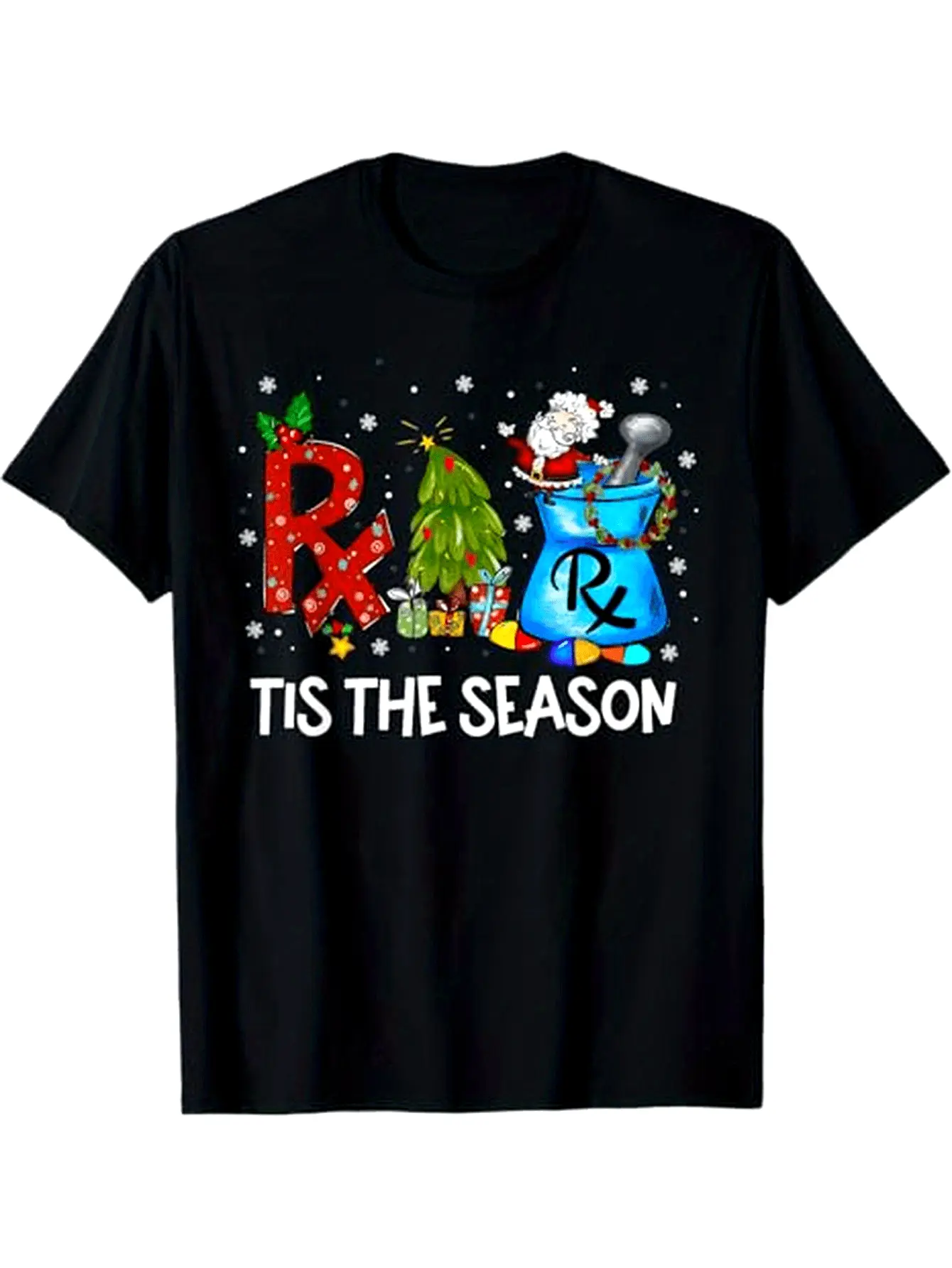CPhT Pharmacy Technician Christmas Design Graphic Tees Casual Men's Top Vintage Funny T-shirt Crewneck Breathable