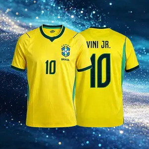 2026 Brazil National Home Yellow Neymar Vini Raphinha Short Sleeve Soccer Jersey Fans Version
