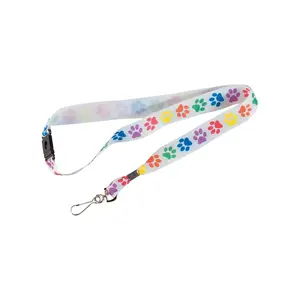 36" Rainbow Colored Paw Prints Breakaway Nylon Lanyards - 12 Pc.