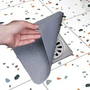 Tub Stopper Floor Drain Cover, 2 count Sewer Anti-Odor Mat Deodorizing Drain Plugs for Kitchen Bathroom and Laundry (4.7 * 4.7 Inch Gray)