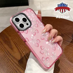 Phone case for iPhone 16 Pro Max 15 Plus 14 13 12 11 Cherry Bow Delight  Anti-Yellowing Shockproof durable ultra-thin Crystal Cover