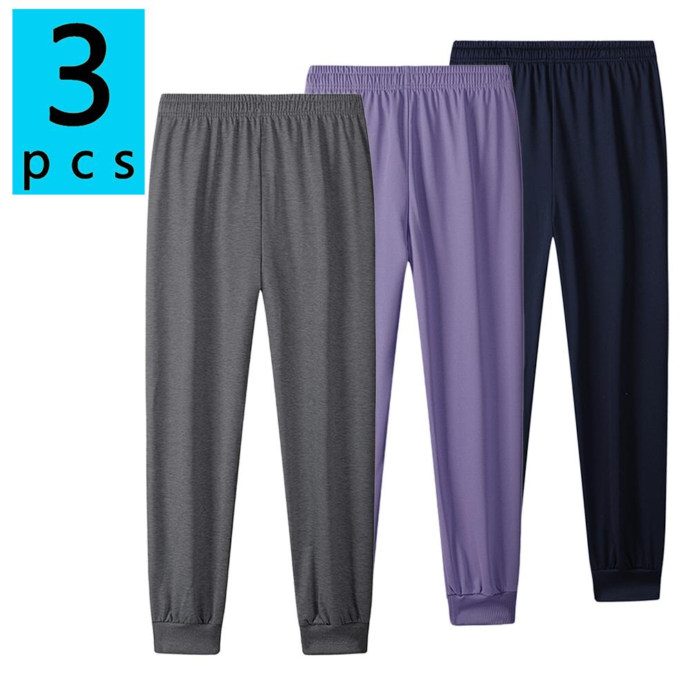 Pack of 3 men’s new casual athletic pants for all seasons—fitness/running joggers, solid-color outdoor jogger pants with cuffs—suitable for everyday wear and workouts in spring and autumn. streetwear comfy