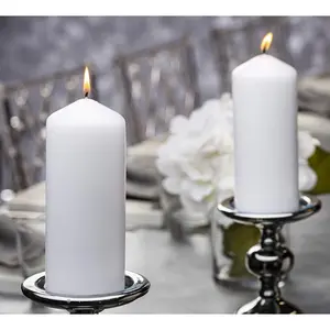 White Pillar Candles – 2x6 Unscented Candle Set of 20 – Dripless, Smokeless, and Clean Burning Household Dinner Candles – Perfect for Weddings, Parties, Dinners – 20 Decorative Candles