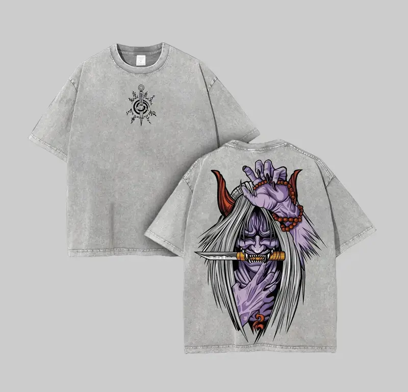 Minato Reaper Death Seal - Shinigami Anime Double Printed Vintage Washed Tee Unisex Oversize Anime Manga Washed Heavyweight Cotton T-shirt, Gift For Anime Fan, Anime Lover