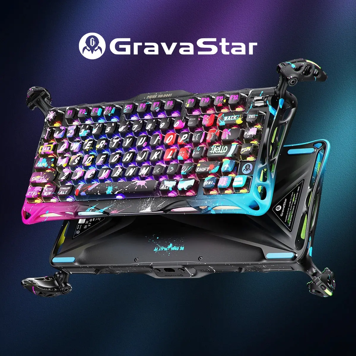 【GravaStar】 Mercury V75 Pro 75% Hall Effect Magnetic Switch Gaming Keyboard, Only Wired, Hot‑Swappable, 8000 Hz Polling, Dual‑Zone RGB, Semi‑Aluminum Frame,back to school,back to school haul