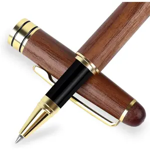 Luxury Walnut Ballpoint Pen Writing Set - Elegant Fancy Nice  Pen Set for Signature Executive Business Office Supplies -  Boxed with Extra Refills (Black)