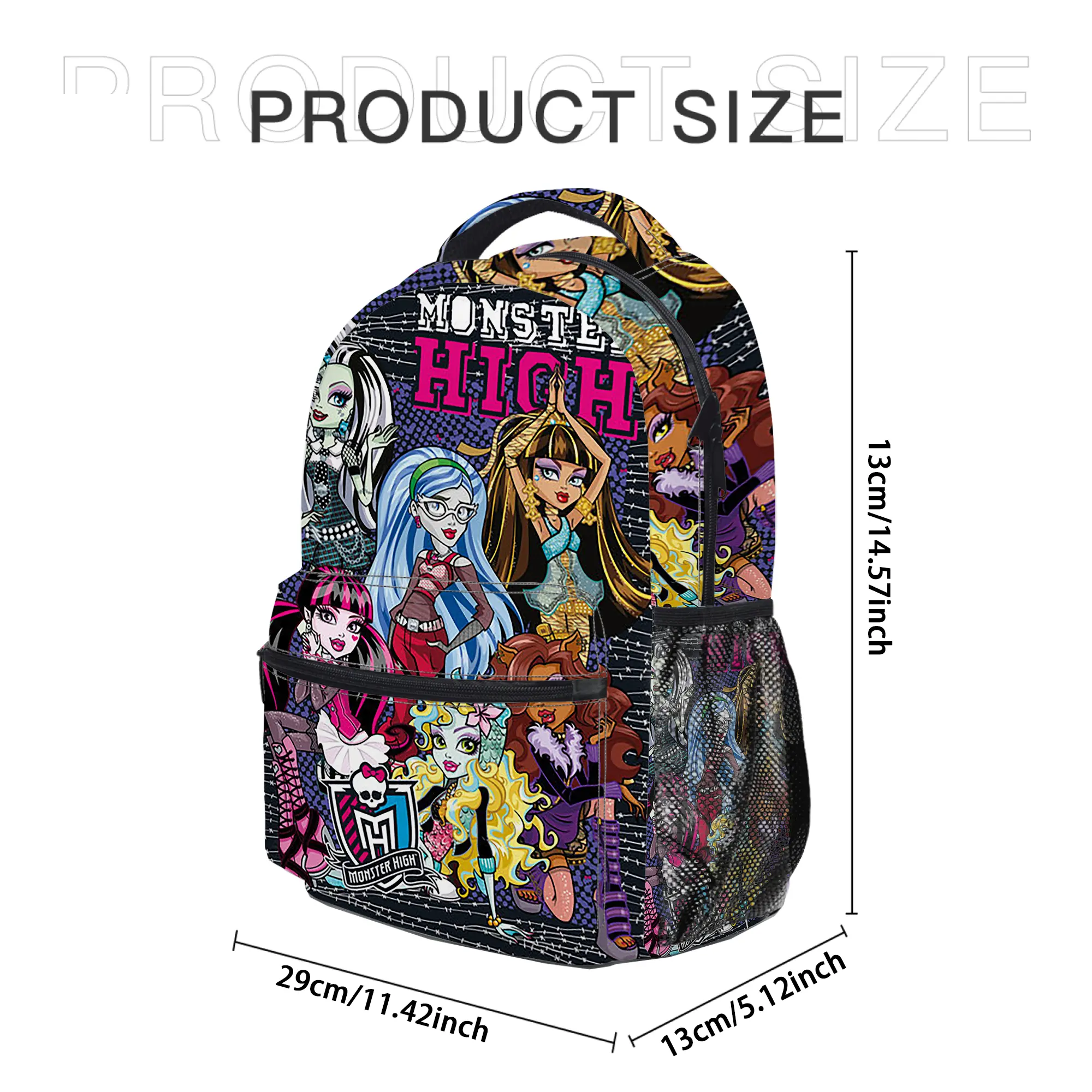 Monster-High-Backpacks for Girls, Cute School Backpack for Girls
