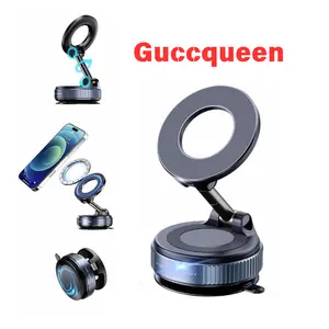 Guccqueen Car Phone Holder - 360° Adjustable Magnetic Car Mount with Secure Suction Cup Base, Foldable Design, Universal Fit for All Smartphones