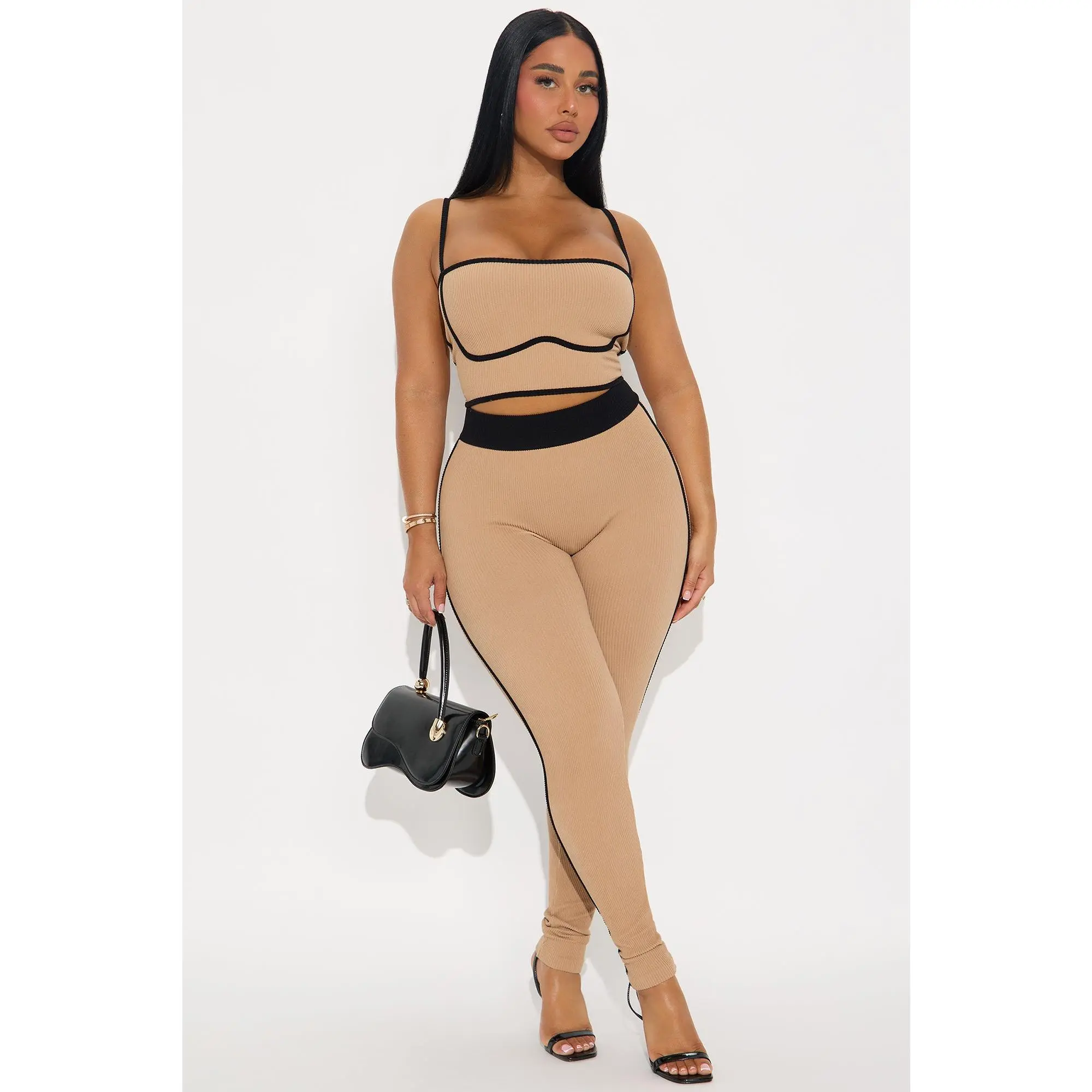 Pushing Limits Seamless Legging Pant Set - Taupe/combo Pushing Limits Seamless Legging Pant Set - Taupe/combo