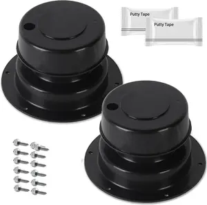 (2 Pack, Black RV Roof Vent Cover Kits with Putty Tape and Screws, Camper Vents Cap for Trailer RV Roof Vent Cover Replacement, Camper Plumbing Vents Caps Kit for 1" to 2-3/8" OD Pipe