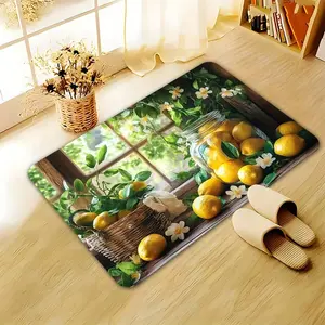 A Soft, Non-Slip Flannel Rug With A Beautiful Lemon Pattern, Perfect For Decorating Doorways, Laundry Rooms, And Kitchens.It Is Washable And Suitable For Use In Bathrooms, Hallways, And As Bedside Decor