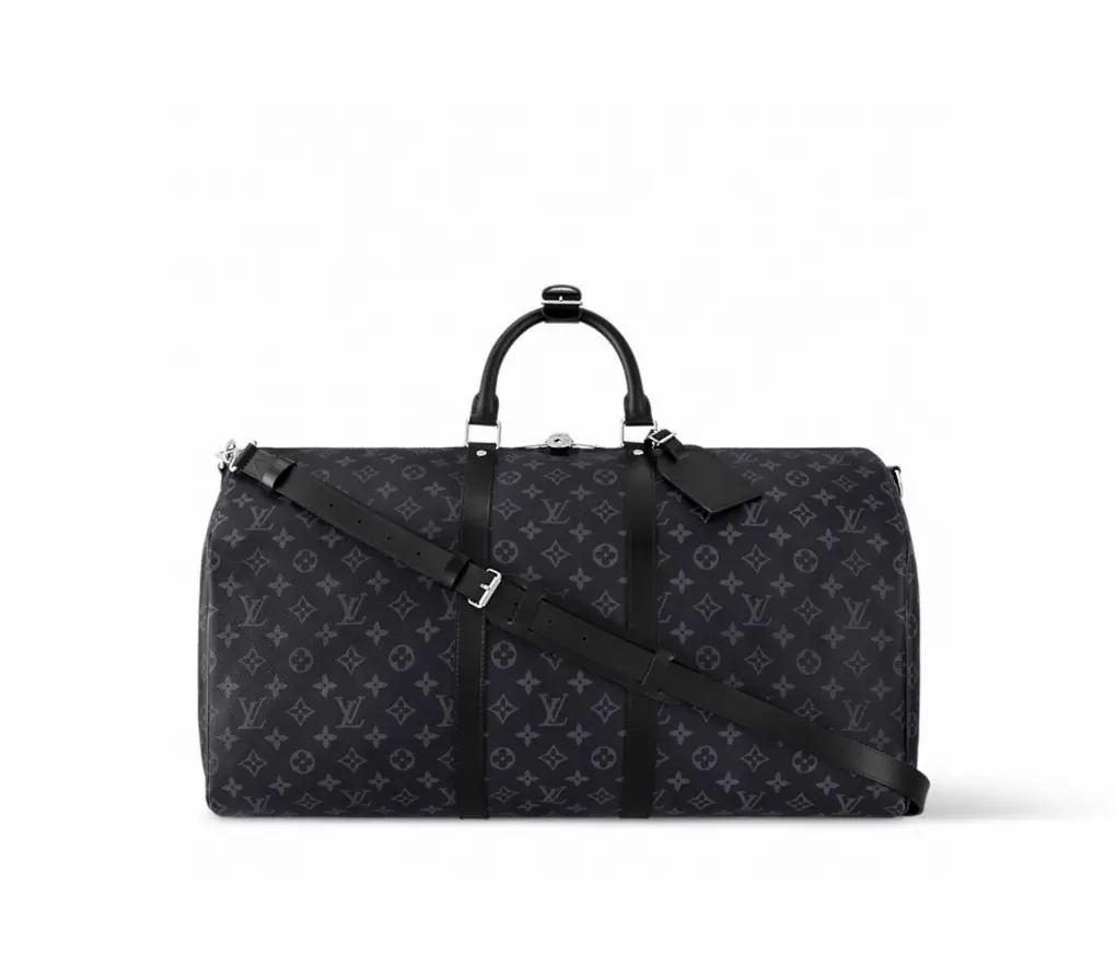 Pre-owned Louis Vuitton Keepall 55 Monogram EclipseTravel Duffle Bag Microchipped 2410715