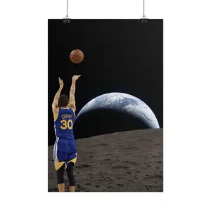 (UNFRAME POSTER) Inspired Curry Earth Poster, Moon & Earth Space Wall Art, Aesthetic Room Decor Poster, N-A-S-A Space Aesthetic Wall Art