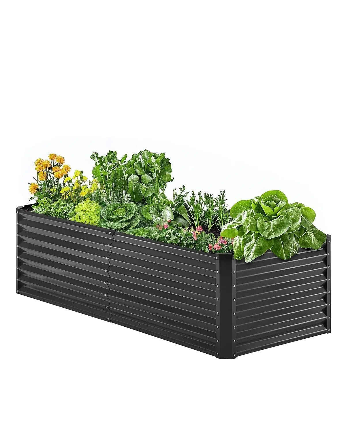 【SummerFinds】VEVOR Metal Raised Garden Bed,  , 6 x 3 x 2 ft Outdoor Galvanized Planter Box, with Open Bottom, Large Planter Raised Bed for Gardening Vegetables, Flowers, Herbs, and Succulent Plants, Dark Gray