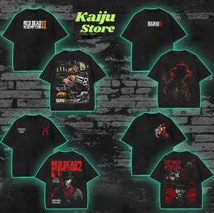 Red Dead redemption Double Printed Washed 2 Sided Printing T-Shirt RPG action Video manga Games movie Streetwear graphic tees Casual Cotton sweater men