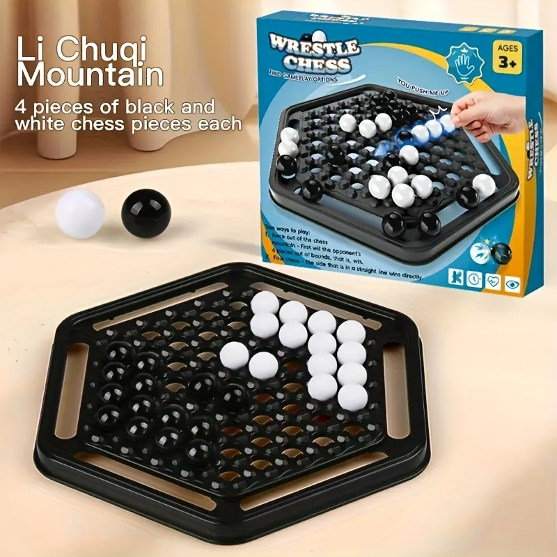 1pc Li Chuqi Mountain Wrestle Chess - Black & White Ball Design Strategy Tabletop Game, Quick-Easy Play Travel Toy, Ideal for Home & Party Fun, Versatile Occasion Gift