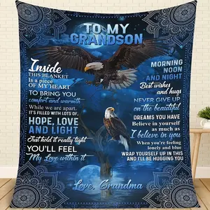 Quick Arrival: A Gift For Grandson - Printed Flannel Blanket, Ultra-Soft And Comfortable, Lightweight & Durable, Suitable For Sofa, Bed, Travel, And Camping |   Ideal Gift Choice, Machine Washable