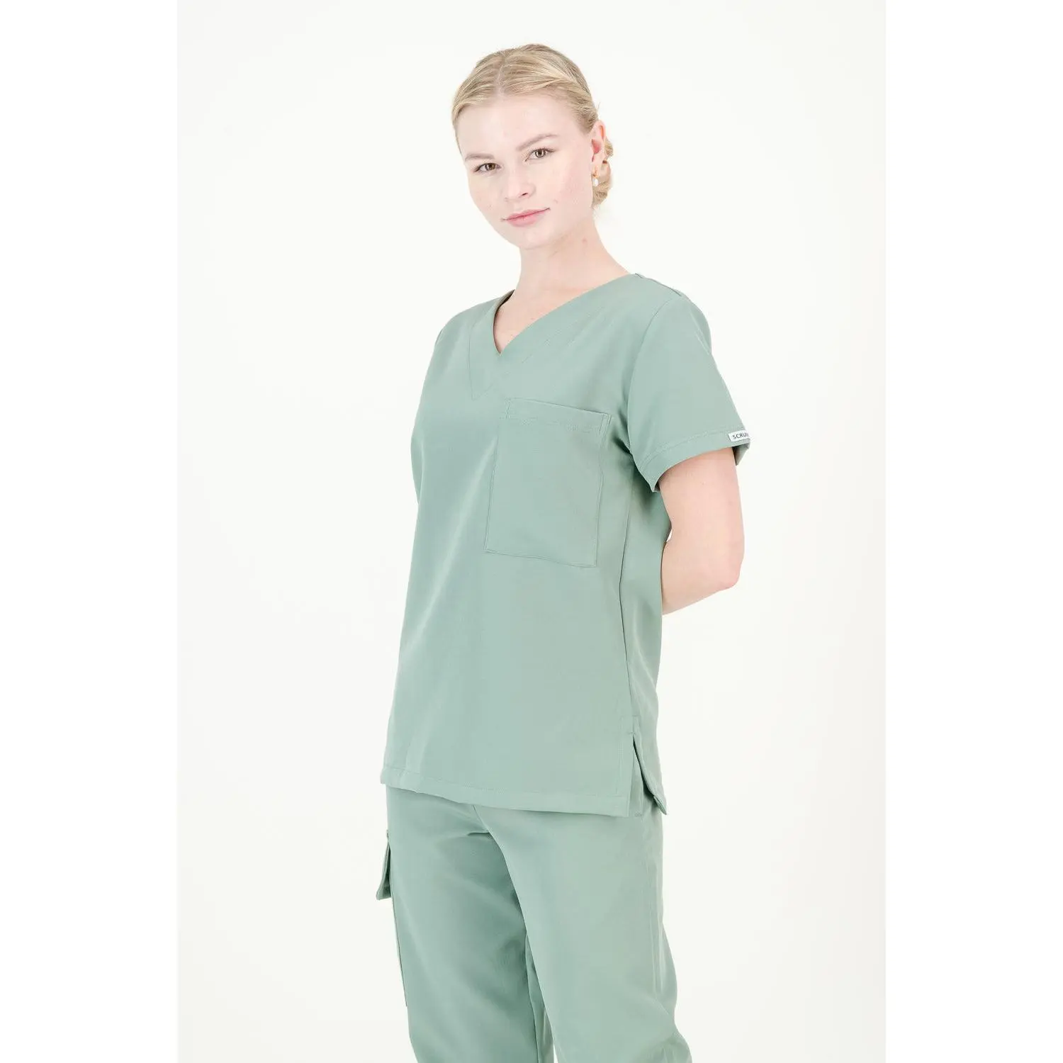 Women's Sage Green Scrub Top - V-Neck