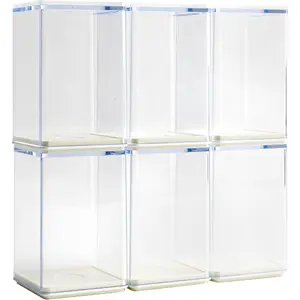 6 PCS Display Boxes Clear Acrylic Figures Display Case Stackable Blind Box for Collectibles-Figures, Fully Assembled Dustproof Storage Organizer Box for Lego Collectibles Action Figures Pop Mart