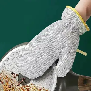 10Pcs Silver Wire Dishwashing Gloves Waterproof Insulated Kitchen Pot Washing Cleaning Gloves