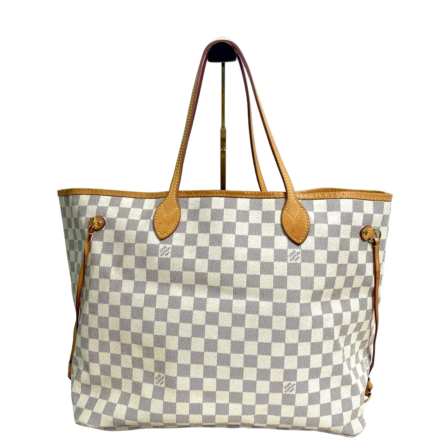 Pre-owned canvas tote bag Louis Vuitton Neverfull GM Damier Azur White