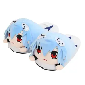 Ayanami Rei Plush Slippers Cartoon 28cm   EVA Couple Home Slippers Autumn Winter Cotton Slipper