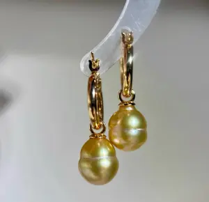 Natural seawater pearl South Sea gold pearl 11.3mm Flora earrings