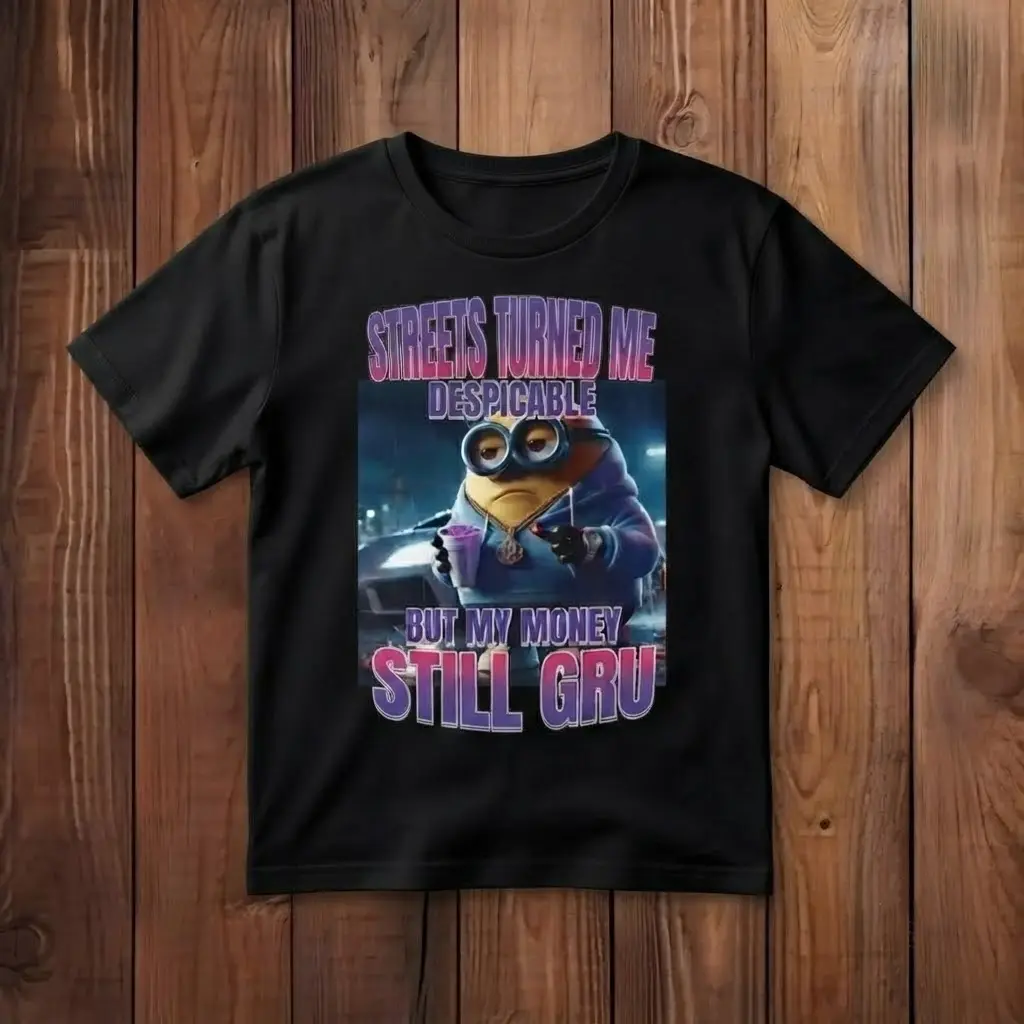 Gangsta Minion Shirt, Despicable Me Tee, Funny Meme Graphic T Shirt, Hip Hop Streetwear
