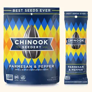 CHINOOK Parmesan & Pepper Sunflower Seeds 12-pack (4oz bags) – Keto Snacks, Gluten-Free, Non-GMO, Low Sodium, High Protein, Great Snack