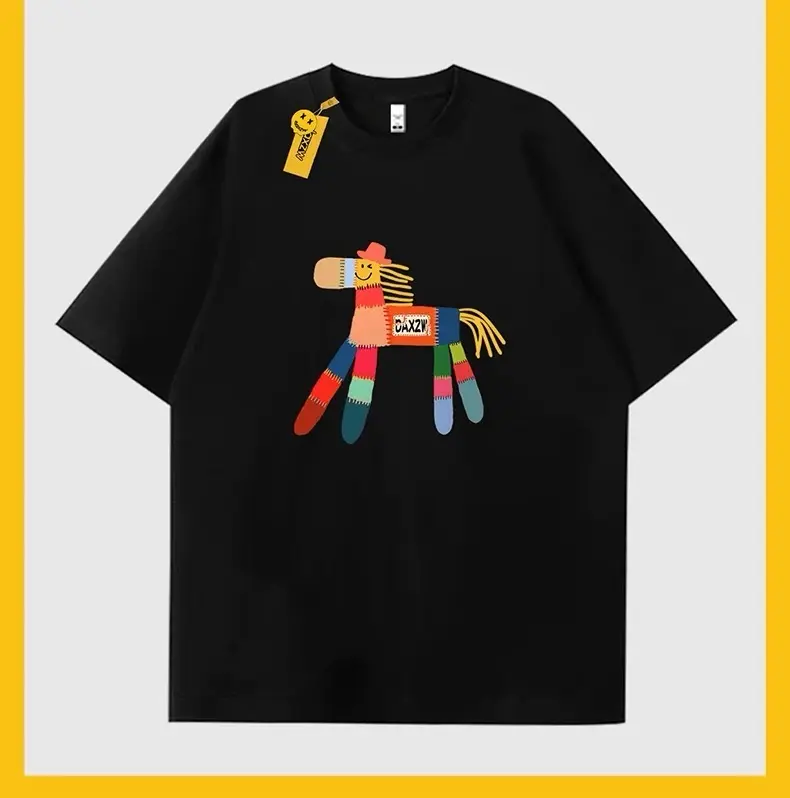 Rainbow Puppet Pony Black Lady's T-shirt