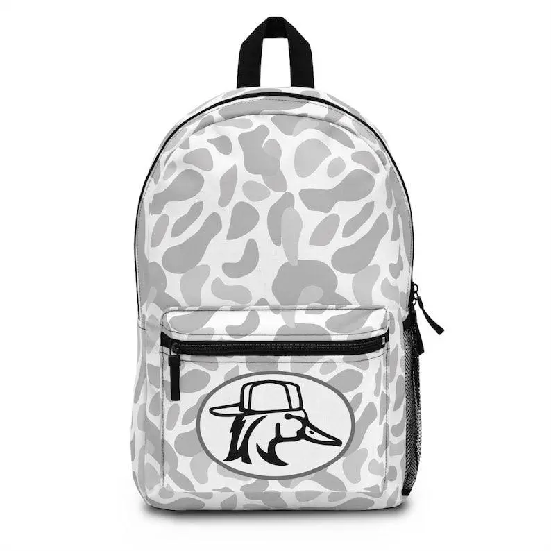 Redneck Duck Camo Hunting Backpack, White Duck Camo School Backpack, Waterfowl Hunter Backpack, Outdoor Travel Daypack, Camo Laptop Backpack, Gift for Duck Hunters