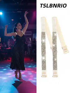 2pcs Rhinestone Bra Straps for Women, Durable Non-Slip Design, Fashionable and Versatile for Spaghetti & Off-Shoulder Tops