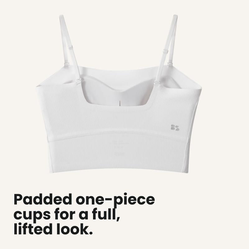 Push Bra Bodytips Ribbed Thin Strap Bra Multi Way Bandeau Tank Top Stretch Fit Support Design Smooth Strap Bra Tube Top Versatile Bra No Show Underwear Invisible Bra For Work Home Lounge Casual Style Vacation Layering Inner Outer Summer Use Daily Basics