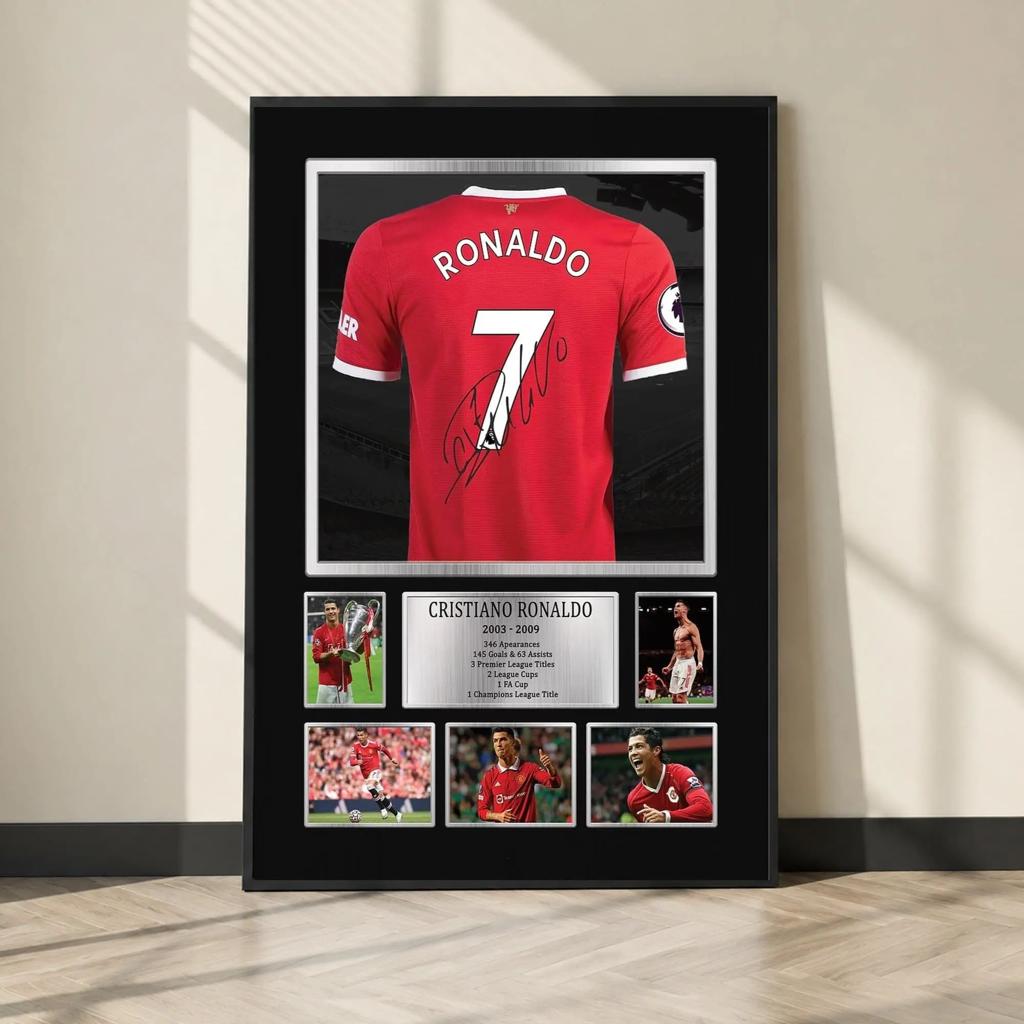 Cristiano Ronaldo Manchester United Jersey Poster, Soccer Wall Art, Home Decor Living Room ( Unframed - Print Only )
