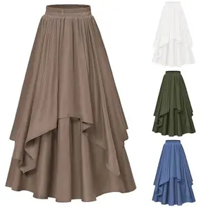 Women Casual Maxi Skirt Flowy Bohemian Renaissance Long Skirts Fit Boho