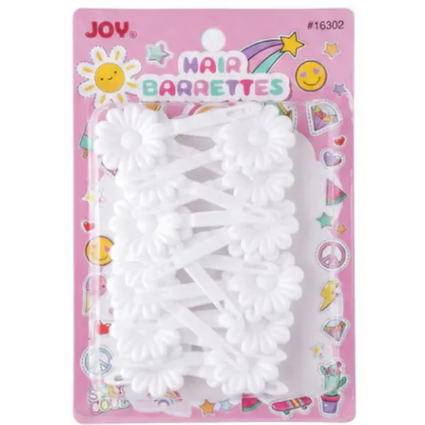Joy Daisy Hair Barrettes , 10 Count, White