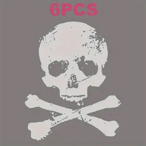 6 Pack Skull Heat Transfer Vinyl Patches for Jeans T Shirt Canvas Bag Hat Apparel Craft DIY Decals