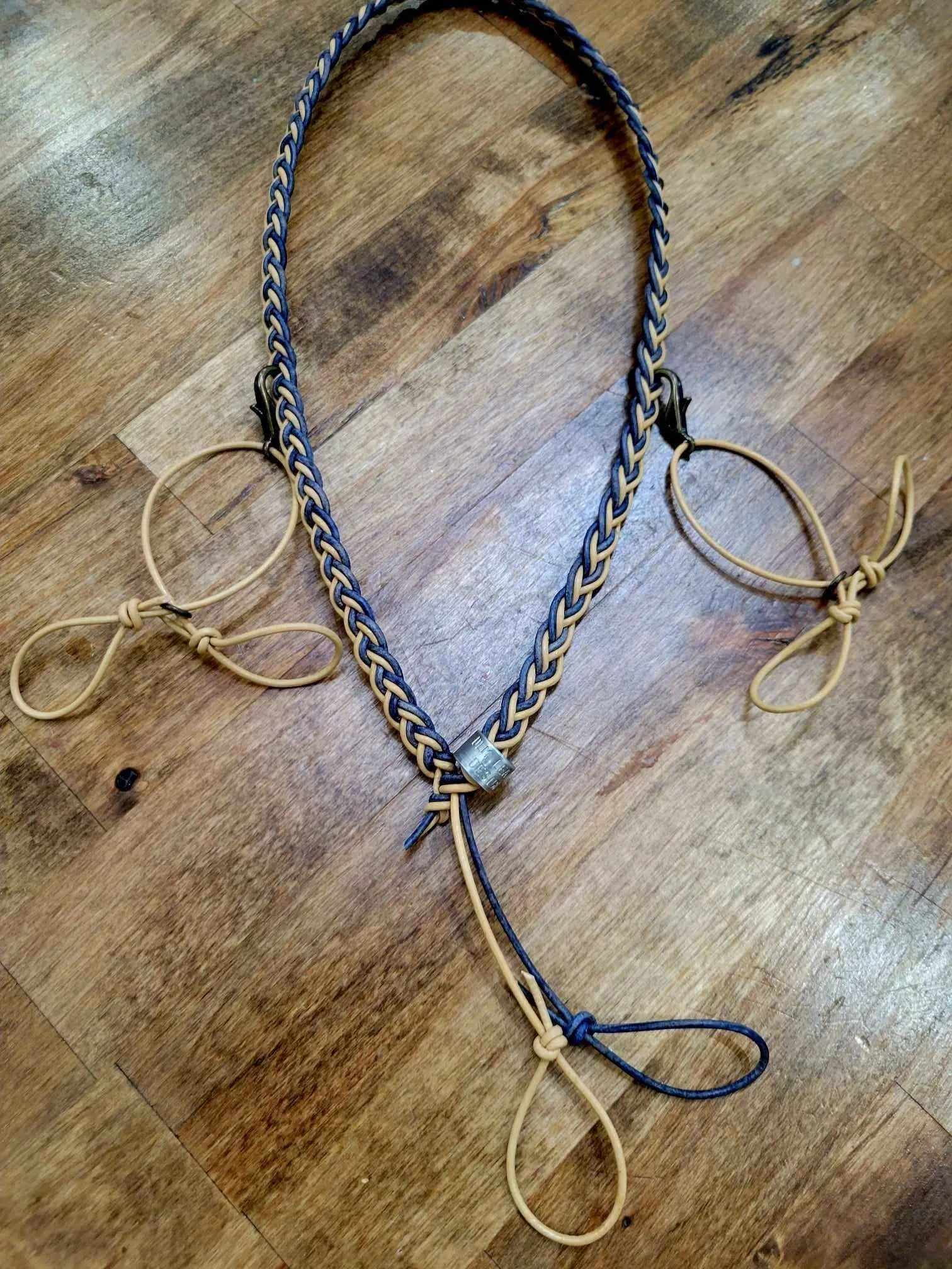 Tan and Blue Lanyard