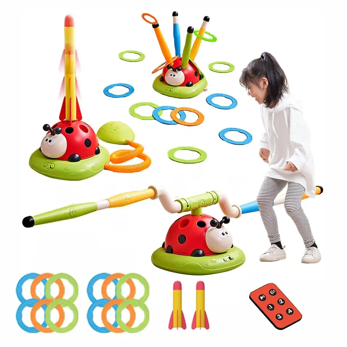 3 in 1 Sport Entertainment Game Toy with Remote Control, Musical Jump, Toss Circle Game Toys, Stomping Launcher for Kids, Indoor and Outdoor Sport Toy