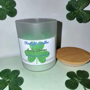 Lucky Charms Scented Candle with Green Clover and Shamrock Design for St Patrick's Day Decor
