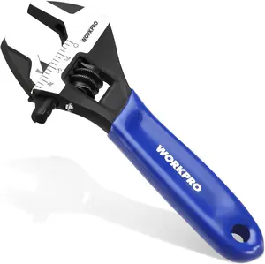 4-Inch Mini Adjustable Wrench, Cr-V Steel Wide Jaw Black Oxide Wrench for Small Nuts, Metric & SAE Scales, for Home, Workshop and DIY