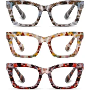 2 Pack Oprah Style Reading Glasses for Women Men Blue Light Blocking Computer Square Readers with Spring Hinge and Glasses pouch