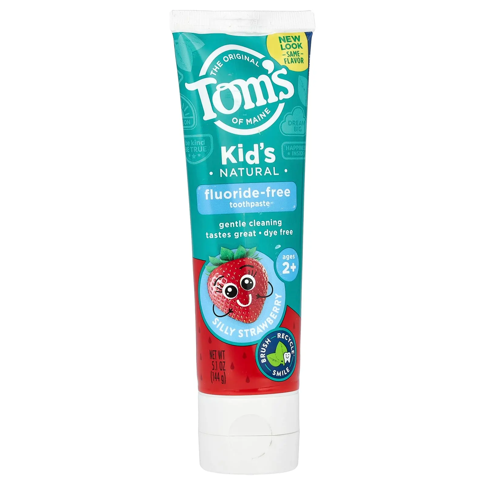 Tom's of Maine Kid's Natural Toothpaste, Fluoride-Free, Ages 2+, Silly Strawberry, 5.1 oz (144 g)