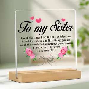 Perfect Gift for Sisters, Best Sister Gift Ideas, Clear Desktop Sign Decor for Home, Thoughtful Birthday Present for Sister, Decorative Plaque, Desk Signage Decoration
