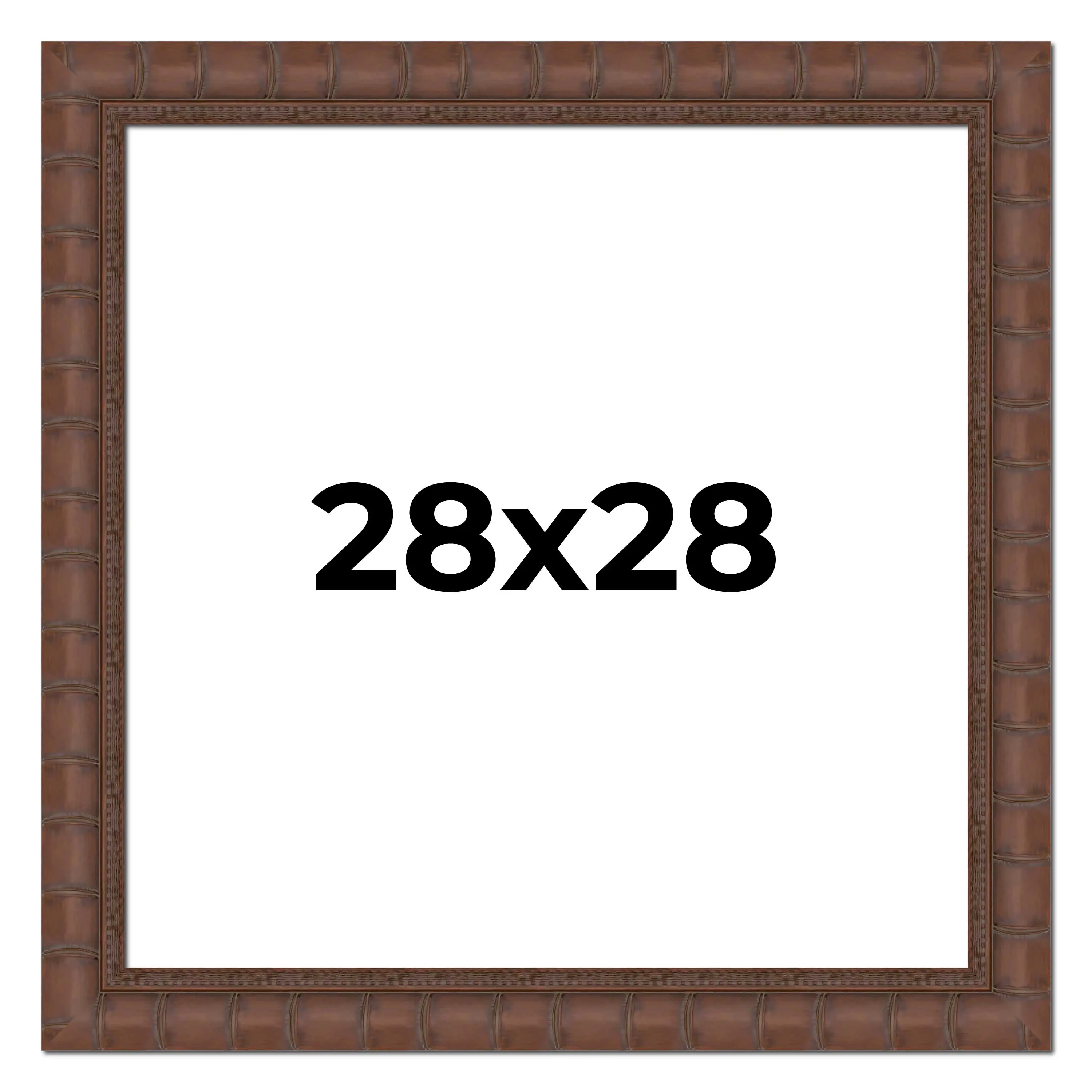 28x28 Brown Wide Bamboo Picture Frame - UV Acrylic, Foam Board Backing, Hanging Hardware