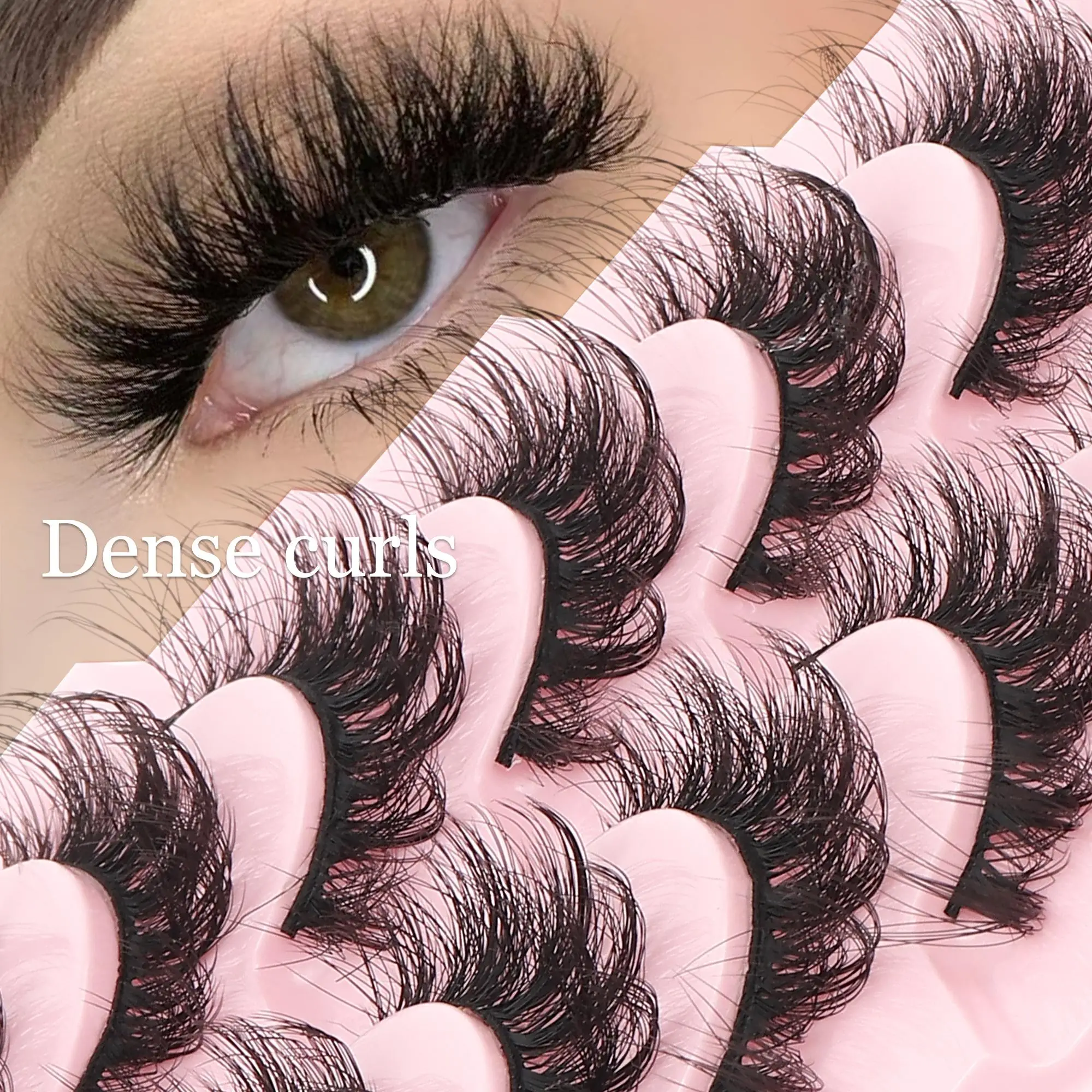 Natural Looking False Eyelashes, 10 Pairs Reusable Wispy Faux Cluster Lashes, Volumized False Eyelashes for Women and Girls Eye Makeup Enhancement, Fa